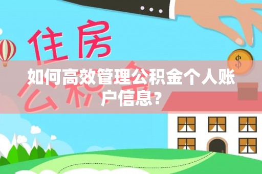 宜都如何高效管理公积金个人账户信息？